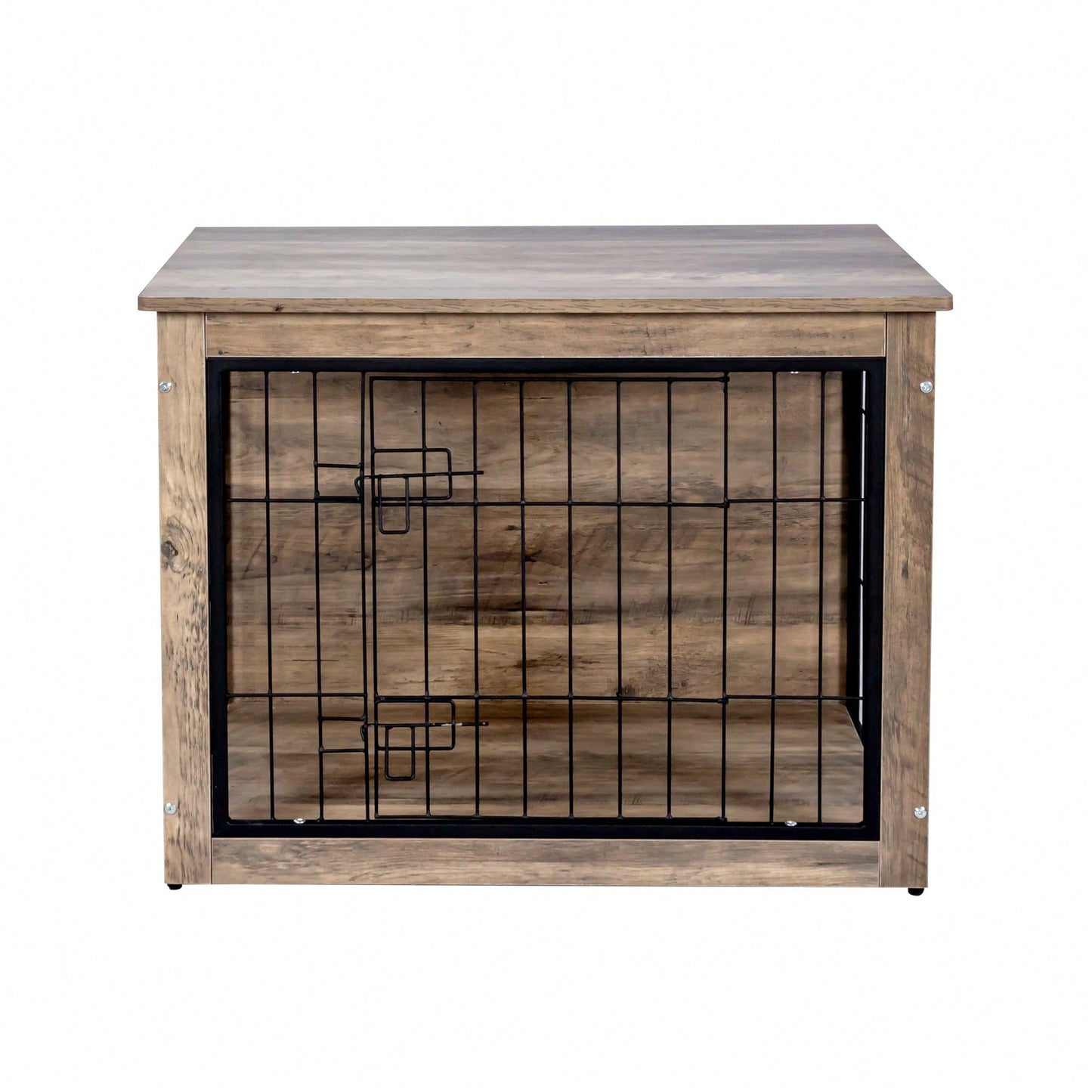 Stylish Medium Wooden Dog Crate With Double Doors For Indoor Use - Functional Dog Furniture And Kennel