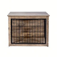 Stylish Medium Wooden Dog Crate With Double Doors For Indoor Use - Functional Dog Furniture And Kennel