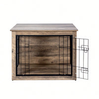 Stylish Medium Wooden Dog Crate With Double Doors For Indoor Use - Functional Dog Furniture And Kennel