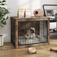 Stylish Medium Wooden Dog Crate With Double Doors For Indoor Use - Functional Dog Furniture And Kennel