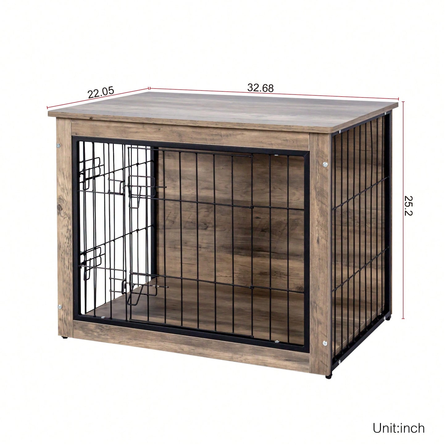 Stylish Medium Wooden Dog Crate With Double Doors For Indoor Use - Functional Dog Furniture And Kennel