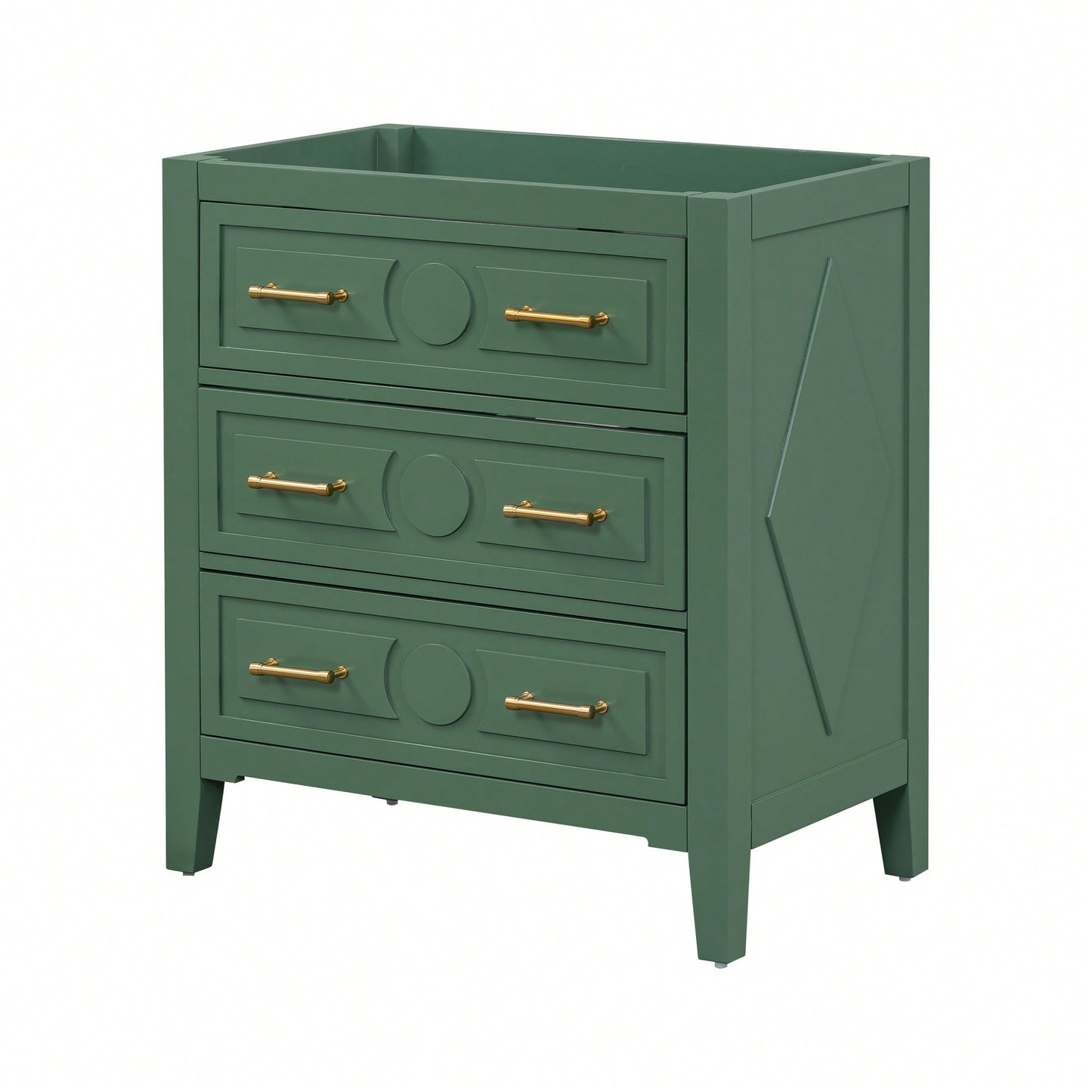 30 Inch Free Standing Green Bathroom Vanity With 3 Drawers Solid Wood Frame Storage Cabinet