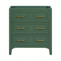 30 Inch Free Standing Green Bathroom Vanity With 3 Drawers Solid Wood Frame Storage Cabinet