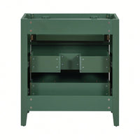 30 Inch Free Standing Green Bathroom Vanity With 3 Drawers Solid Wood Frame Storage Cabinet