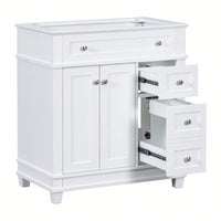 30 Inch Free Standing Bathroom Vanity Cabinet With 2 Drawers And Soft Closing Doors Solid Wood Frame White Finish