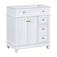 30 Inch Free Standing Bathroom Vanity Cabinet With 2 Drawers And Soft Closing Doors Solid Wood Frame White Finish