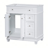 30 Inch Free Standing Bathroom Vanity Cabinet With 2 Drawers And Soft Closing Doors Solid Wood Frame White Finish