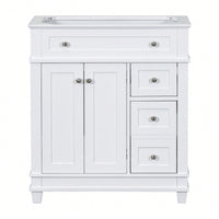 30 Inch Free Standing Bathroom Vanity Cabinet With 2 Drawers And Soft Closing Doors Solid Wood Frame White Finish