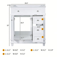 30 Inch Free Standing Bathroom Vanity Cabinet With 2 Drawers And Soft Closing Doors Solid Wood Frame White Finish