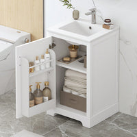 20 Inch White Bathroom Vanity With Sink Soft Close Door Storage Cabinet Adjustable Shelves