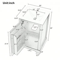 20 Inch White Bathroom Vanity With Sink Soft Close Door Storage Cabinet Adjustable Shelves