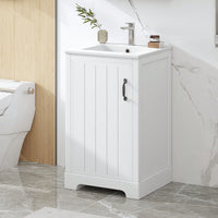 20 Inch White Bathroom Vanity With Sink Soft Close Door Storage Cabinet Adjustable Shelves