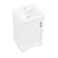 20 Inch White Bathroom Vanity With Sink Soft Close Door Storage Cabinet Adjustable Shelves