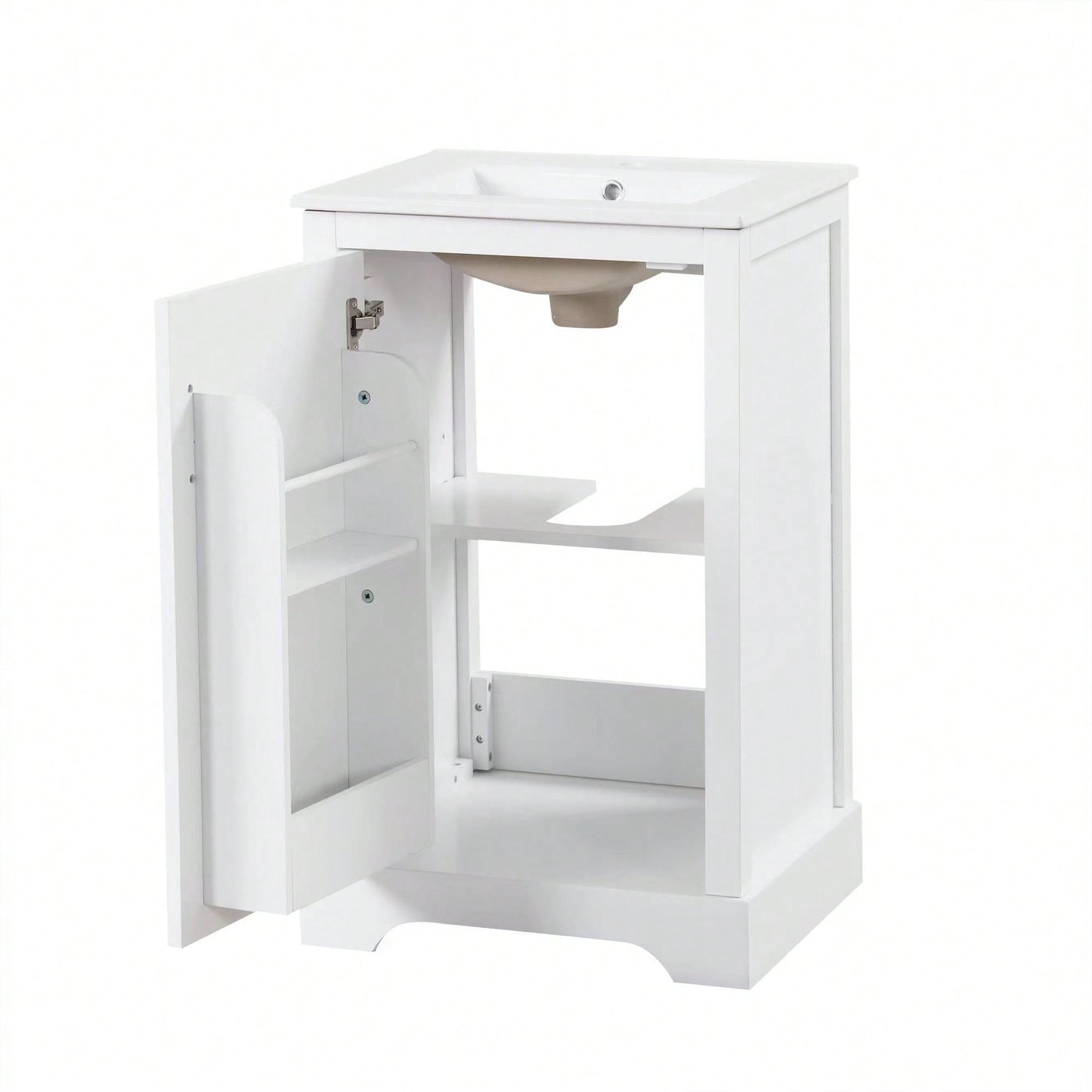 20 Inch White Bathroom Vanity With Sink Soft Close Door Storage Cabinet Adjustable Shelves