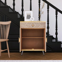 Stylish Accent Cabinet With Dual Doors, One Drawer And Adjustable Shelf For Living Room, Hallway, Entryway, Dining Room Or Bedroom Storage