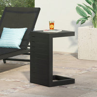 C Shaped Grey Side Table Perfect For Modern Living Spaces