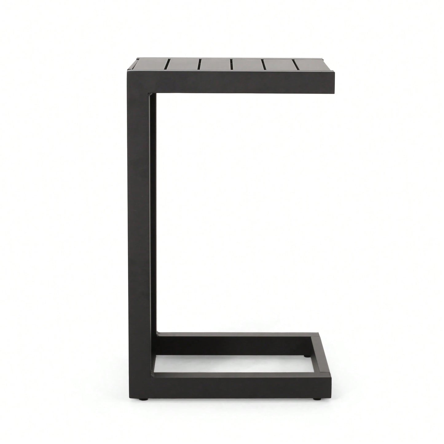 C Shaped Grey Side Table Perfect For Modern Living Spaces