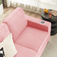 Modern Pink 3-Seater Snowfleece Fabric Sofa For Living Room Bedroom Office Furniture