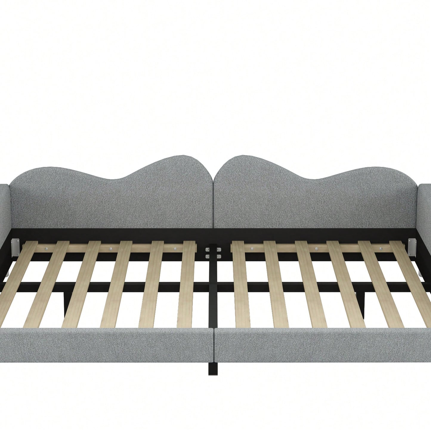 Full Size Upholstered Daybed With Sherpa Fabric And Cloud-Shaped Backrest No Box Spring Required In White