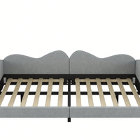 Full Size Upholstered Daybed With Sherpa Fabric And Cloud-Shaped Backrest No Box Spring Required In White