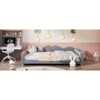 Full Size Upholstered Daybed With Sherpa Fabric And Cloud-Shaped Backrest No Box Spring Required In White