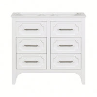 36 Inch Free Standing Bathroom Vanity Cabinet With Four Drawers Solid Wood Storage Unit Without Sink