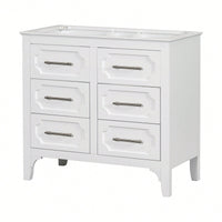 36 Inch Free Standing Bathroom Vanity Cabinet With Four Drawers Solid Wood Storage Unit Without Sink