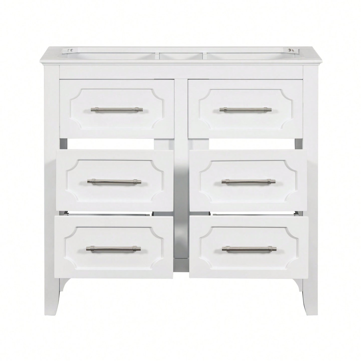 36 Inch Free Standing Bathroom Vanity Cabinet With Four Drawers Solid Wood Storage Unit Without Sink