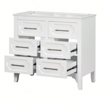 36 Inch Free Standing Bathroom Vanity Cabinet With Four Drawers Solid Wood Storage Unit Without Sink