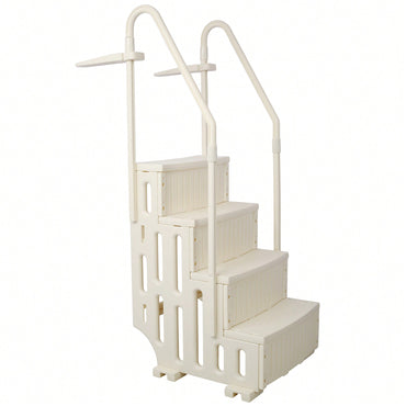 Heavy-Duty 4-Step Safety Pool Ladder With Handrails For Above Ground Pools Supports 400lbs