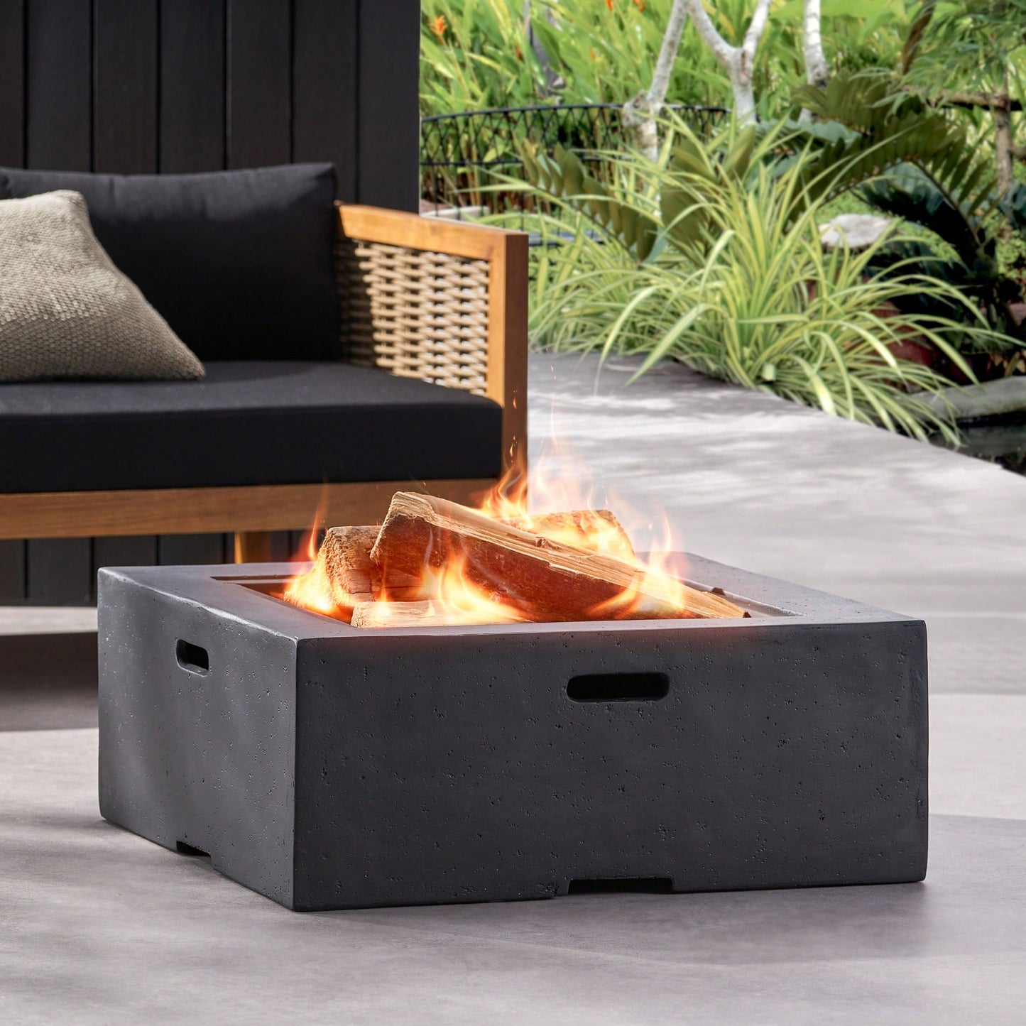 Square 29 Inch Wood Burning Fire Pit For Outdoor Heating And Relaxation