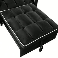 Adjustable Convertible Sleeper Chair Sofa Bed With Multi-Pockets For Small Spaces In Black