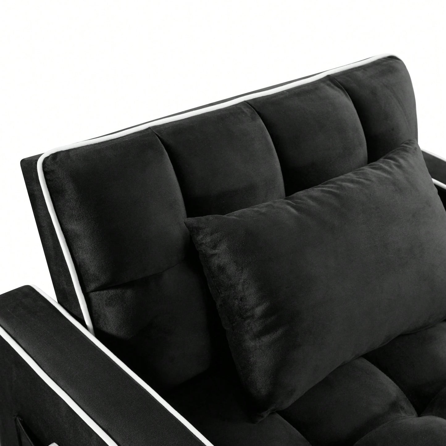 Adjustable Convertible Sleeper Chair Sofa Bed With Multi-Pockets For Small Spaces In Black