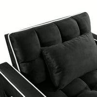 Adjustable Convertible Sleeper Chair Sofa Bed With Multi-Pockets For Small Spaces In Black