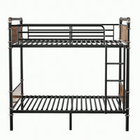 Industrial Twin XL Metal Bunk Bed With Detachable Design And Safety Guard Rails For Teens In Black