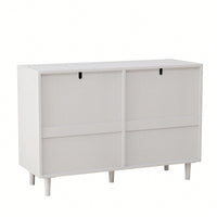 Rattan Storage Cabinet With 6 Drawers For Bedroom And Living Room In White