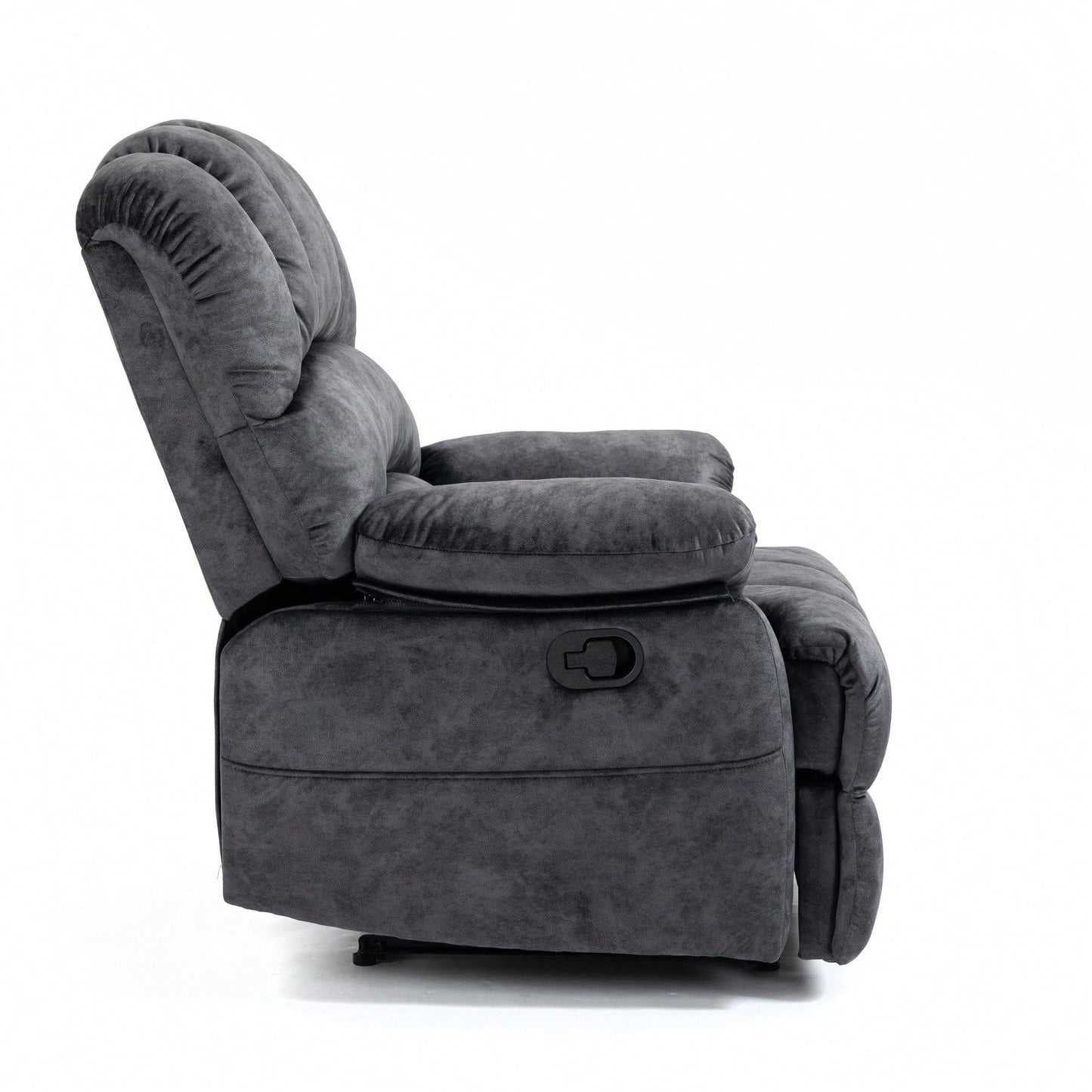 Cozy Gray Fabric Large Manual Recliner Chair For Living Room Comfort