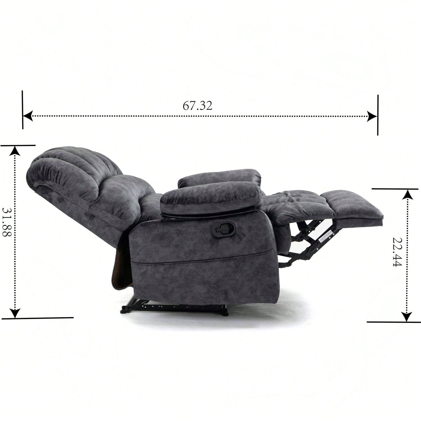 Cozy Gray Fabric Large Manual Recliner Chair For Living Room Comfort