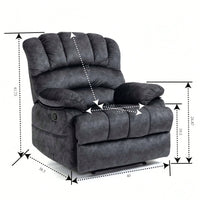 Cozy Gray Fabric Large Manual Recliner Chair For Living Room Comfort