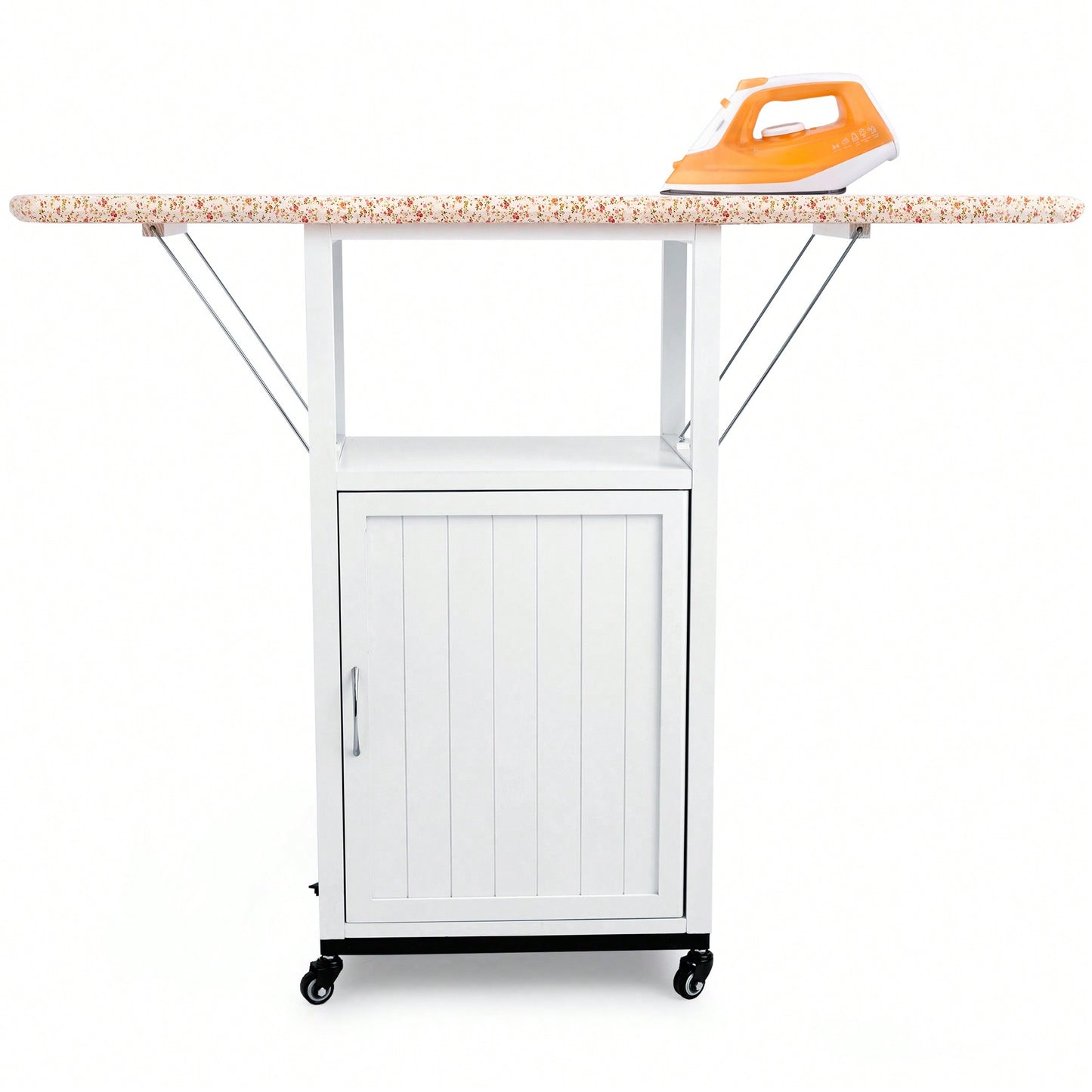 Compact Ironing Board Cabinet With Wheels For Easy Storage And Mobility