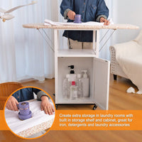 Compact Ironing Board Cabinet With Wheels For Easy Storage And Mobility