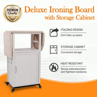 Compact Ironing Board Cabinet With Wheels For Easy Storage And Mobility