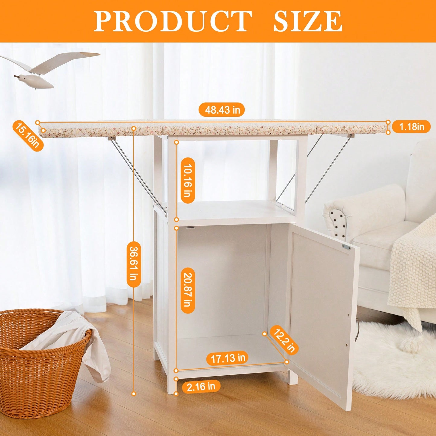 Ironing Board With Integrated Storage Cabinet For Space-Saving Organization