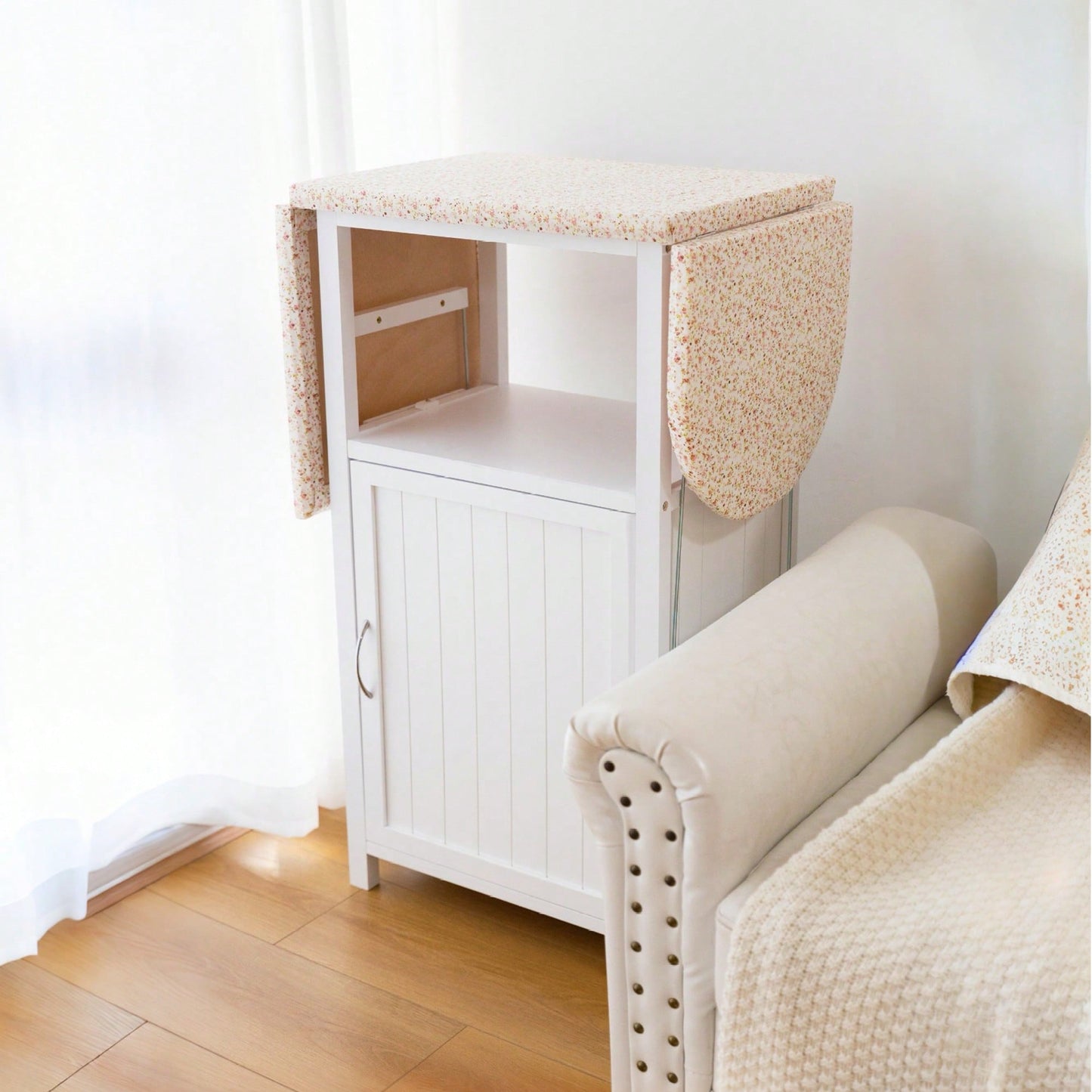 Ironing Board With Integrated Storage Cabinet For Space-Saving Organization