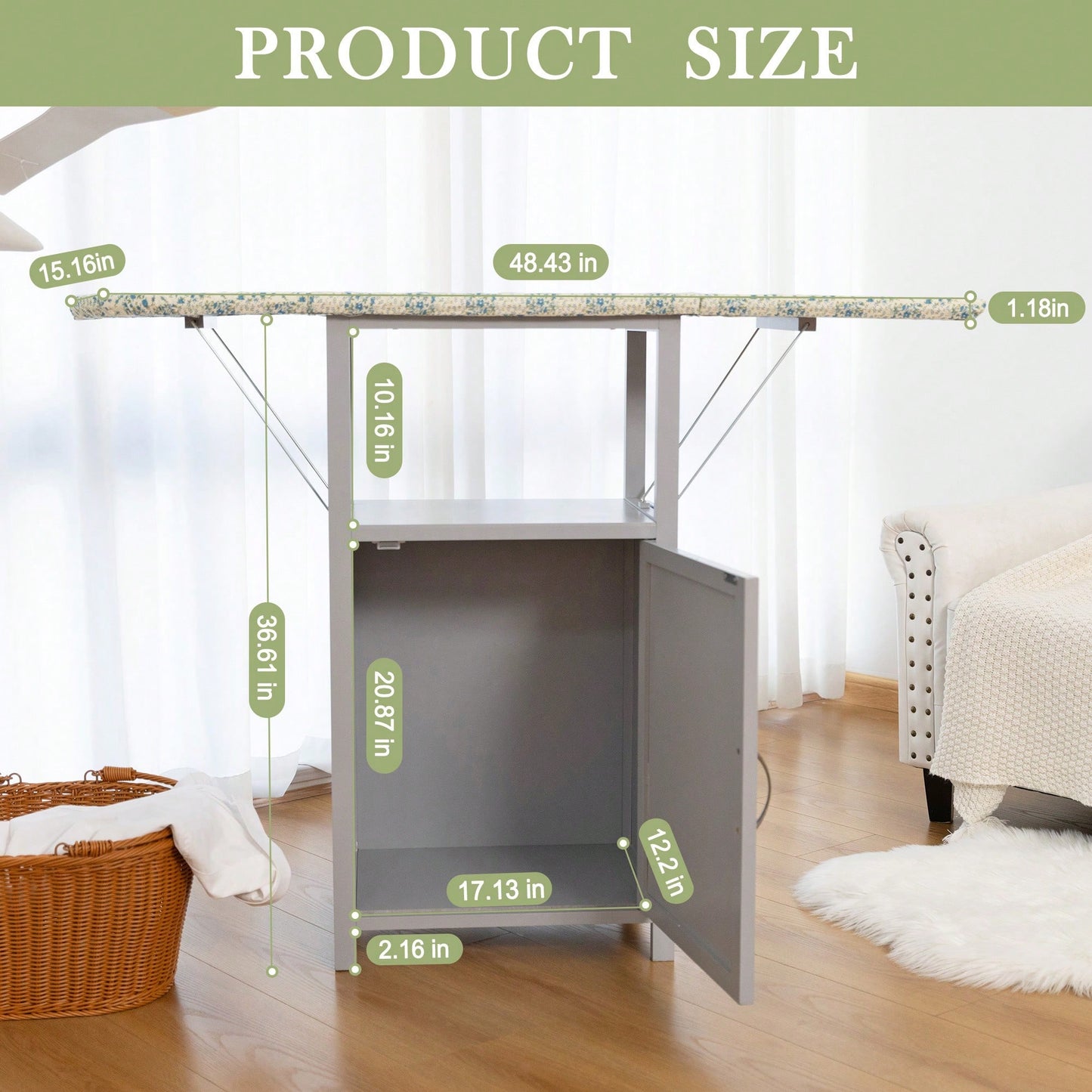 Ironing Board With Integrated Storage Cabinet For Space-Saving Organization