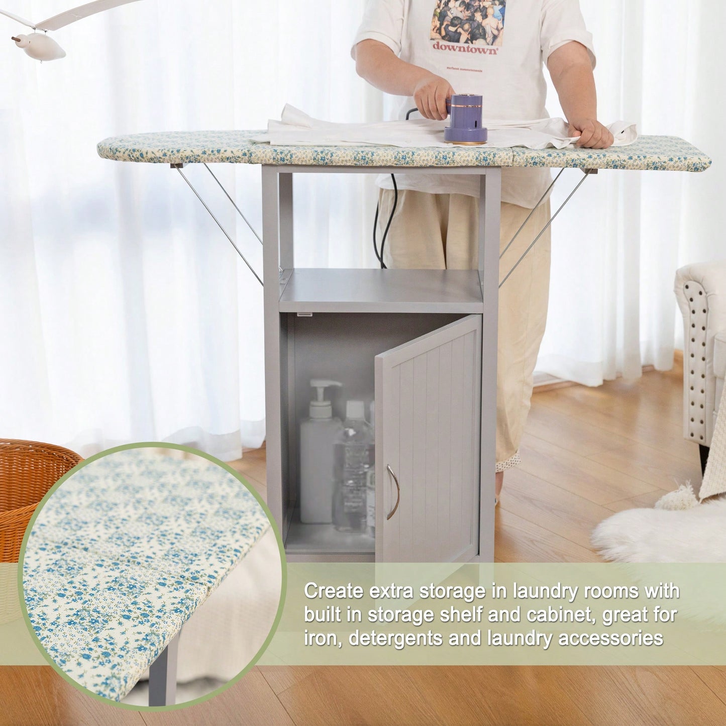 Ironing Board With Integrated Storage Cabinet For Space-Saving Organization