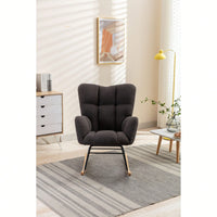 Teddy Fabric Rocking Gilder Chair For Nursery And Living Room Comfort Dark Grey