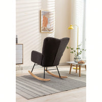 Teddy Fabric Rocking Gilder Chair For Nursery And Living Room Comfort Dark Grey