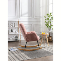 Elegant Velvet Tufted Rocking Chair With Padded Seat For Living Room And Bedroom In White