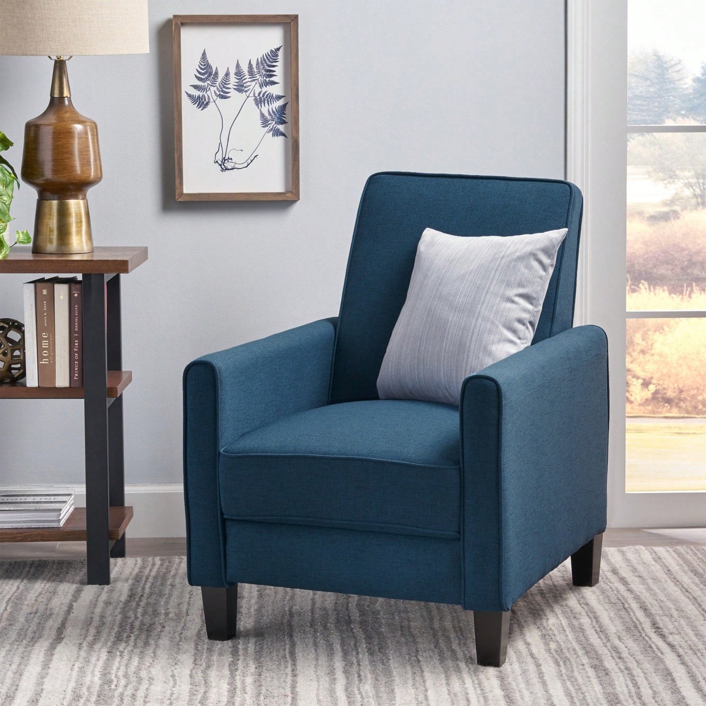 Stylish Smoke Fabric Push Back Chair For Sophisticated Living Spaces